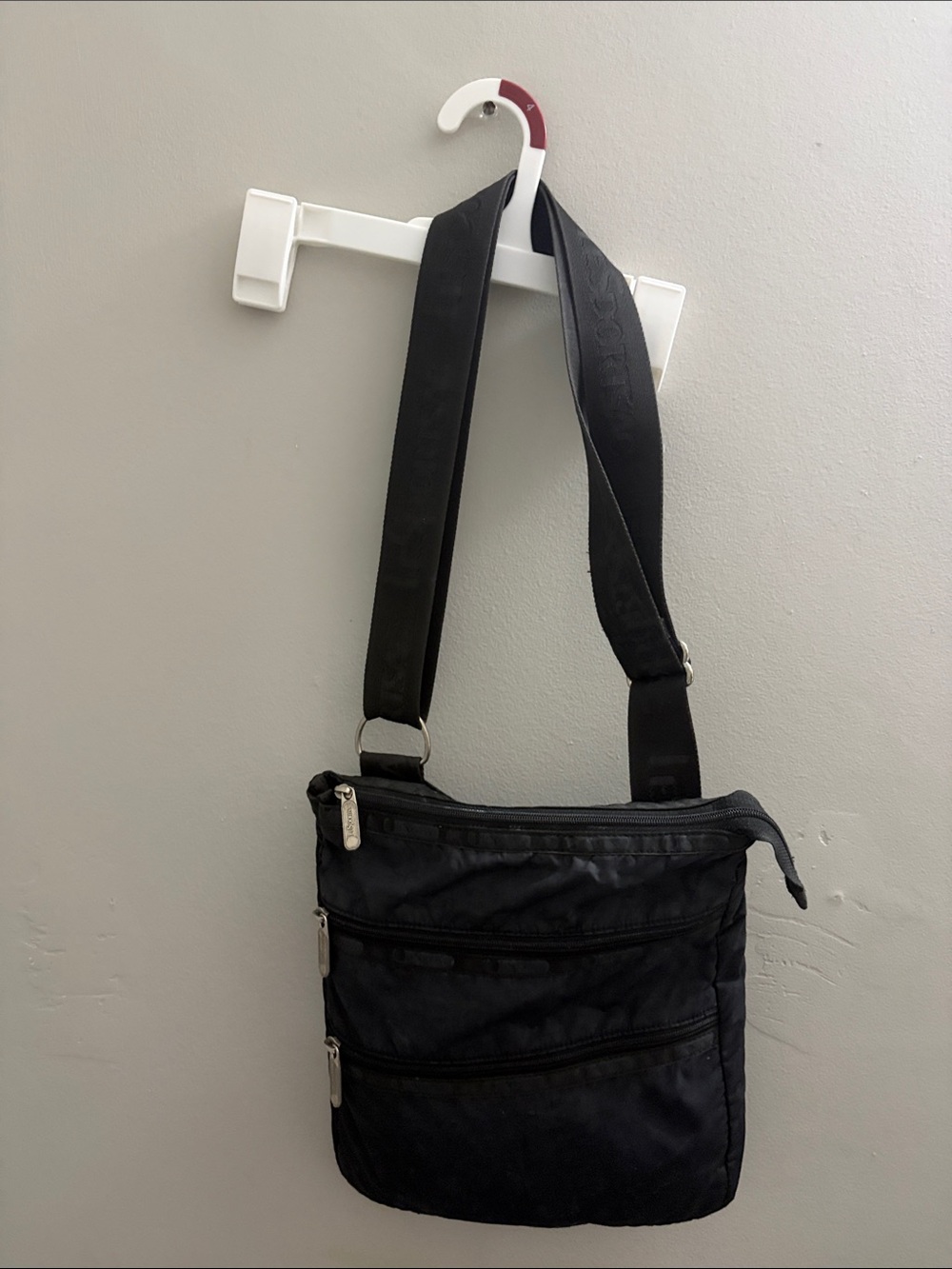 Lesportsac Black Crossbody Shoulder Bag - Triple Zip Pocket